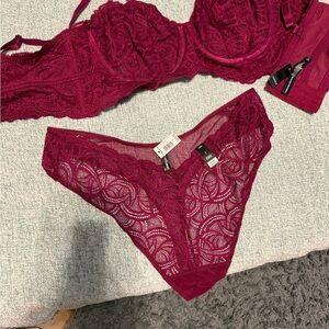 Torrid Burgundy Lace Bra Set
